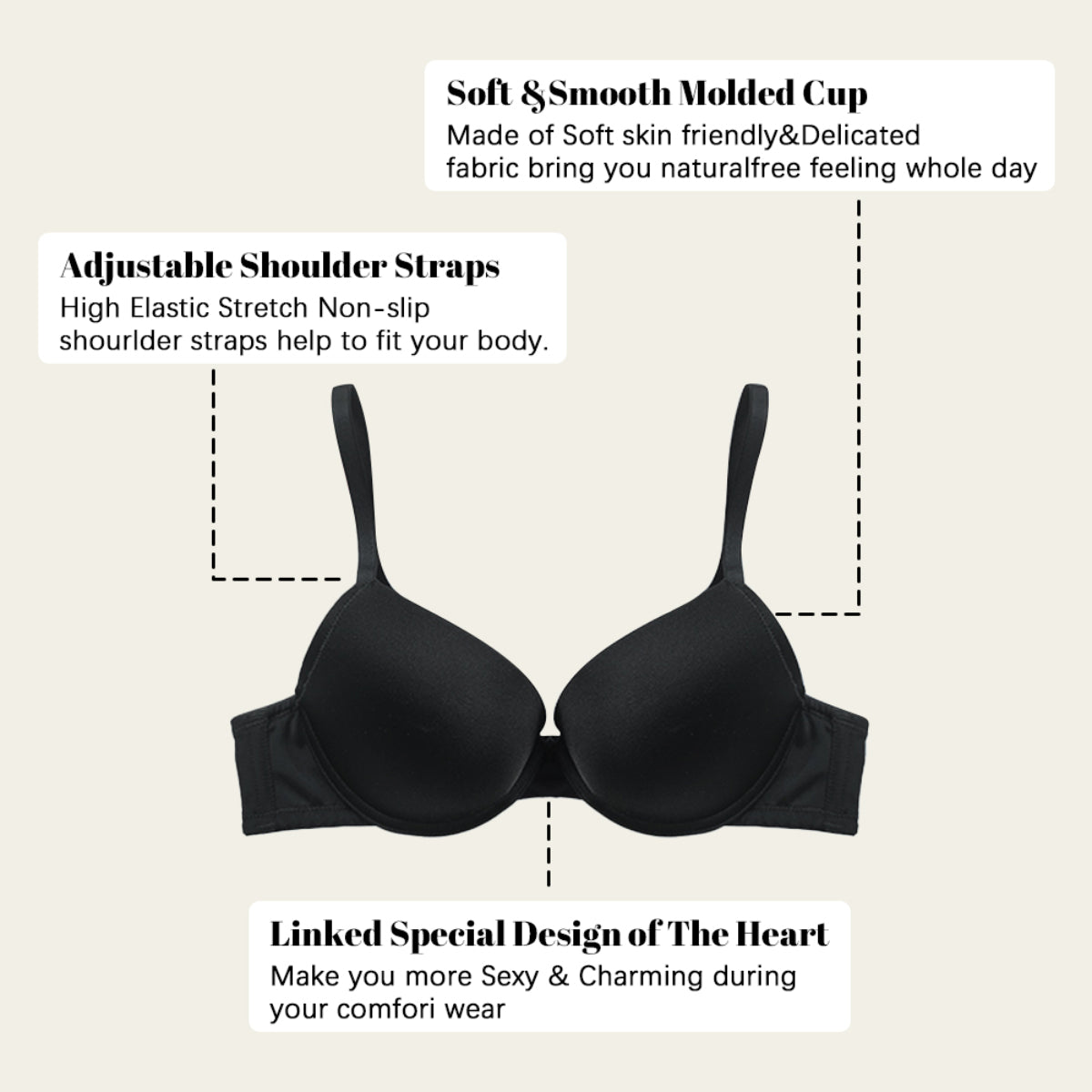  Women's Thin Cup Plus Size Bra Non Slip Type Underwear