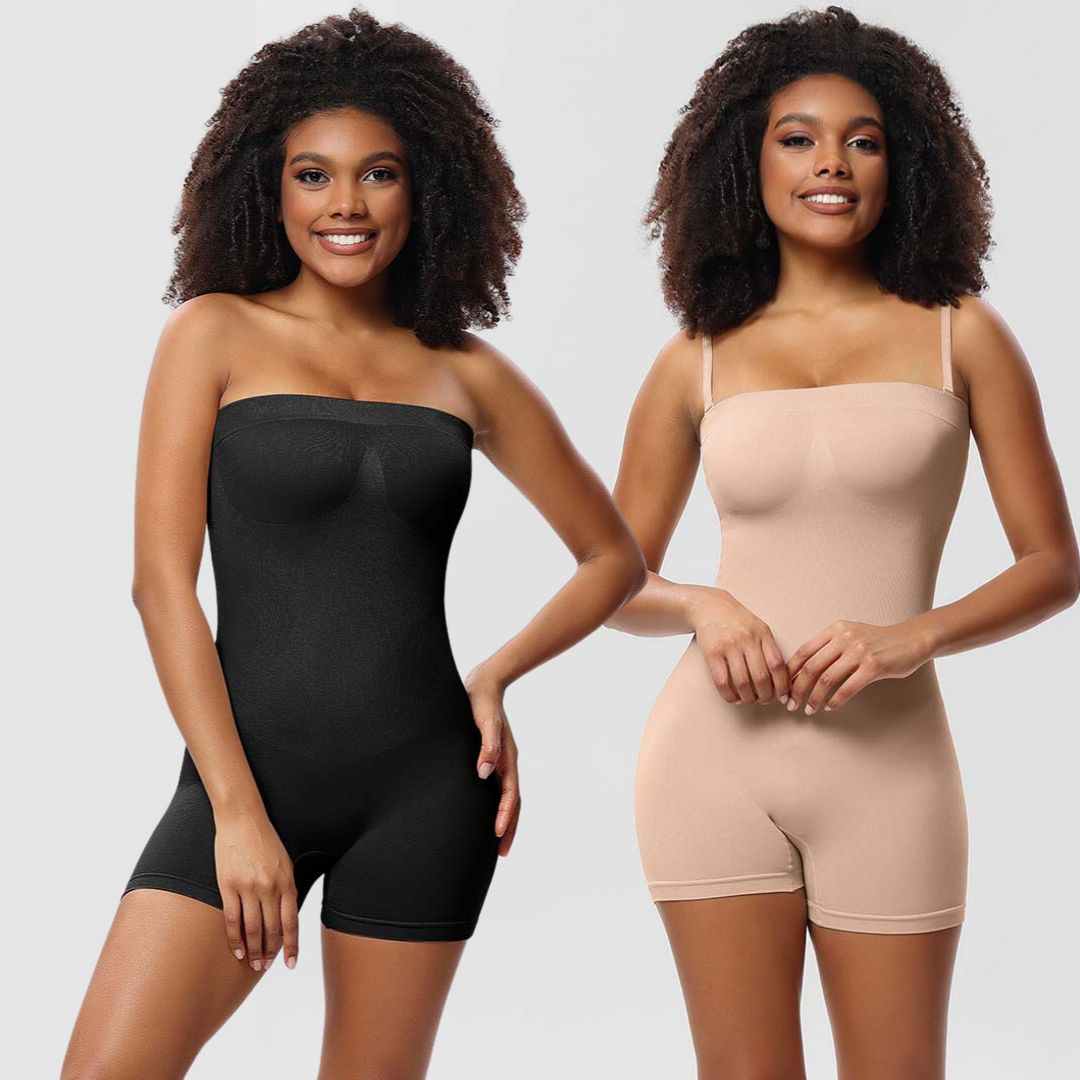 2 Pack Womens Tummy Control Shapewear One Piece Full Body Shaper Waist  Slimming Body Briefer Bodysuit Shaper with Built-in Wire Bra