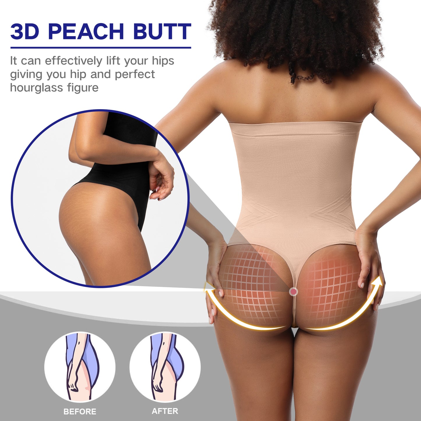 Cloud bras®Strapless Thong Body Shaper with Removable Straps