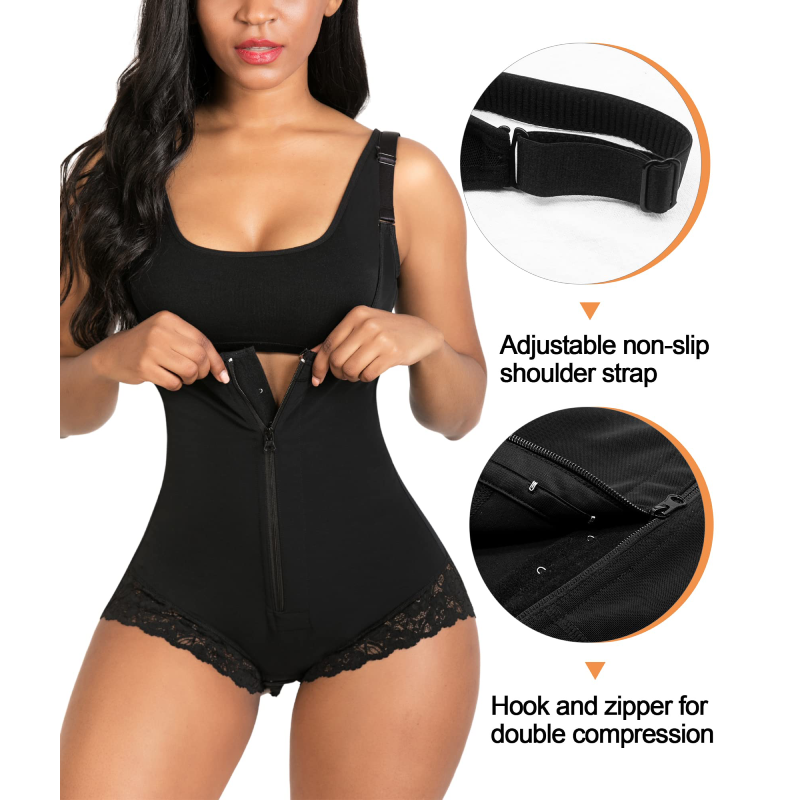Shapewear For Women Tummy Control Strapless Zipper Open Bust Ultra Firm Allover  Sculpting Body Shapers Black XL 
