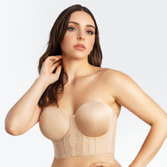 Full Back Coverage Longline Strapless Corset Bra-Nude（BUY 1 GET 1 FREE）