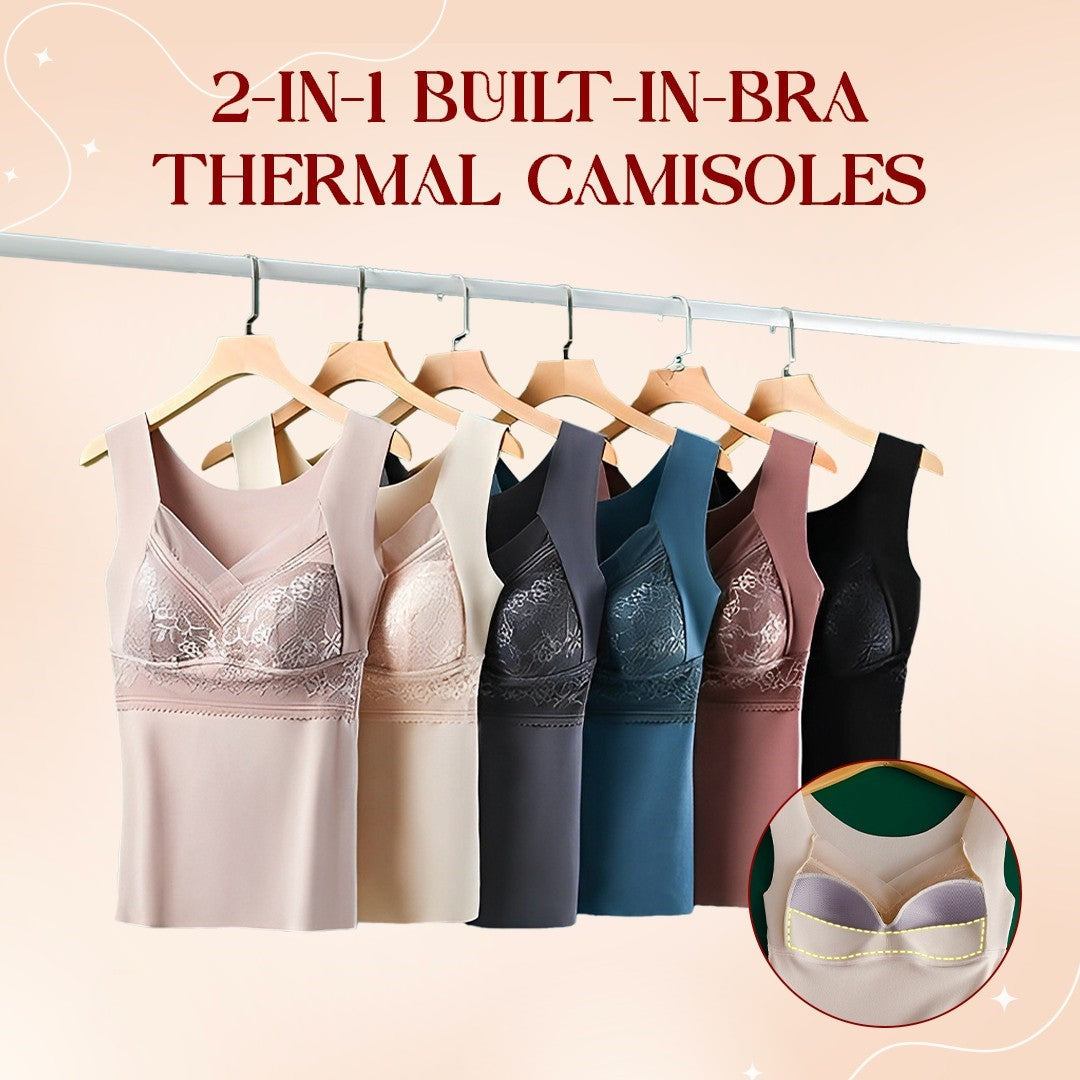 Cloud Bras® (BUY 1 GET 1 FREE) Women's 2-in-1 Built-in Bra Thermal Camisoles-Blue+Nude