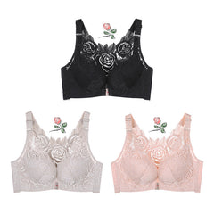 Cloud Bras®Front Fastening '5D' Stereoscopic Rose Embroidery Bra- Pink