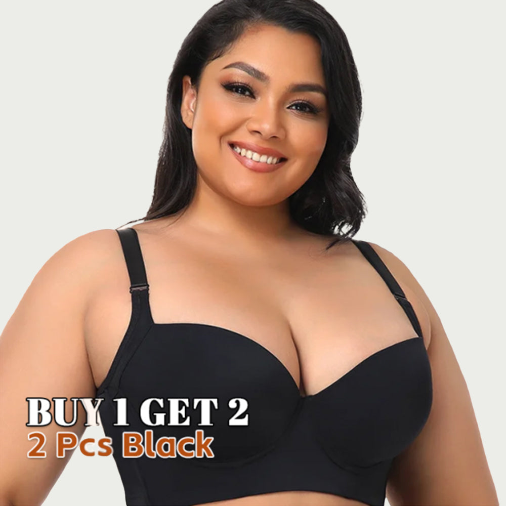 TMGONE Fashion Deep Cup Bra Hides Back Fat Diva New Look Bra With Shapewear  Incorporated， Black， L 