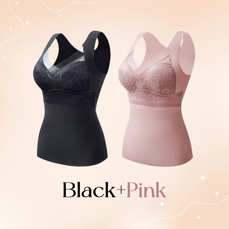 Cloud Bras®  (BUY 1 GET 1 FREE) Women's 2-in-1 Built-in Bra Thermal Camisoles -Black+Pink