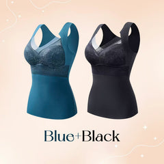 Cloud Bras® (BUY 1 GET 1 FREE) Women's 2-in-1 Built-in Bra Thermal Camisoles-Blue+Black