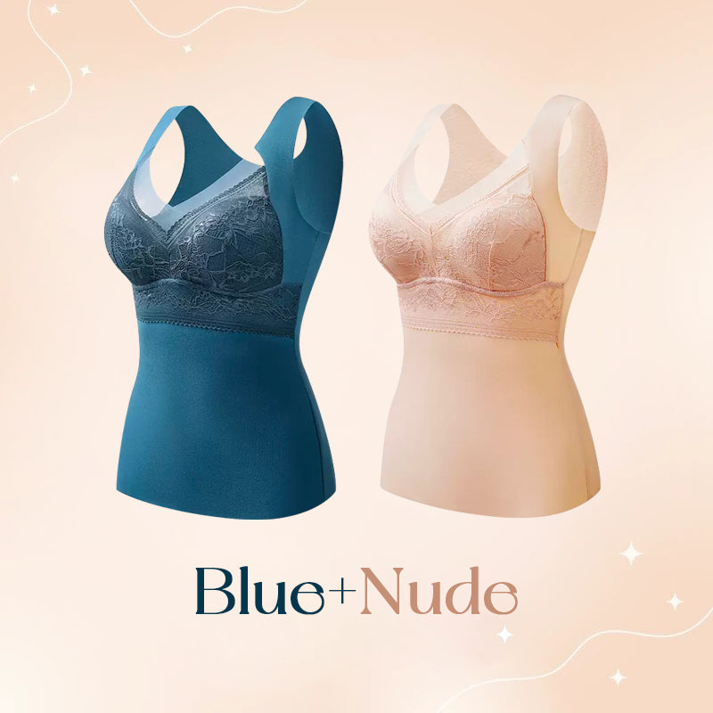 Cloud Bras® (BUY 1 GET 1 FREE) Women's 2-in-1 Built-in Bra Thermal Camisoles-Blue+Nude