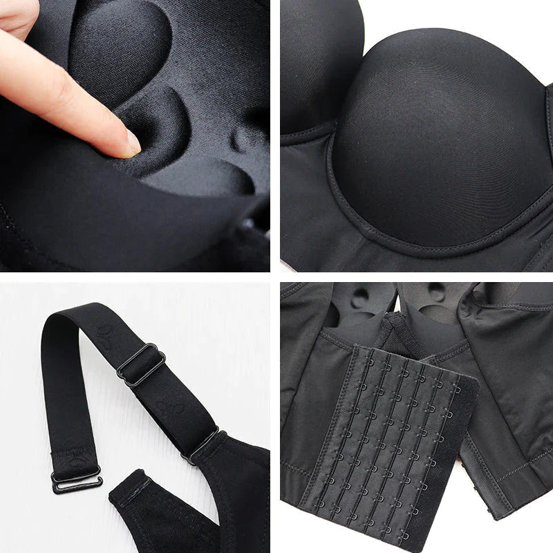 Cloud Bras®DEEP CUP BRA HIDE BACK FAT WITH SHAPEWEAR INCORPORATED(BUY 1 GET 1 FREE)Black+Nude