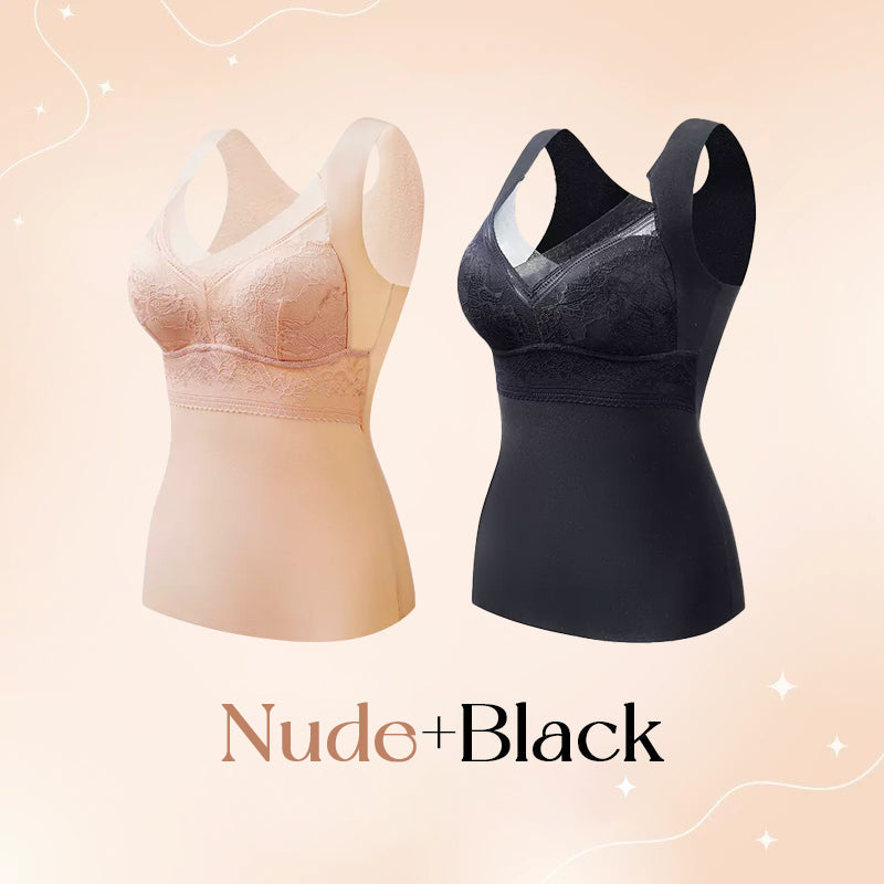 Cloud Bras® (BUY 1 GET 1 FREE) Women's 2-in-1 Built-in Bra Thermal Camisoles-Nude+Black