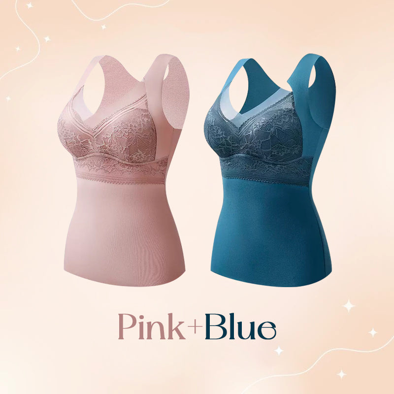 Cloud Bras® (BUY 1 GET 1 FREE) Women's 2-in-1 Built-in Bra Thermal Camisoles-Pink+Blue