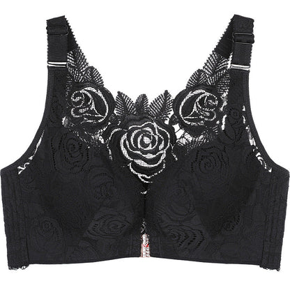 Cloud Bras®Front Fastening '5D' Stereoscopic Rose Embroidery Bra-Black