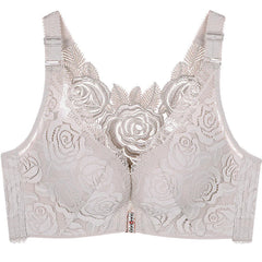 Cloud Bras®Front Fastening '5D' Stereoscopic Rose Embroidery Bra- Tea Green