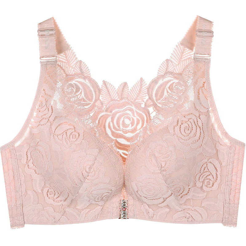 Cloud Bras®Front Fastening '5D' Stereoscopic Rose Embroidery Bra- Pink